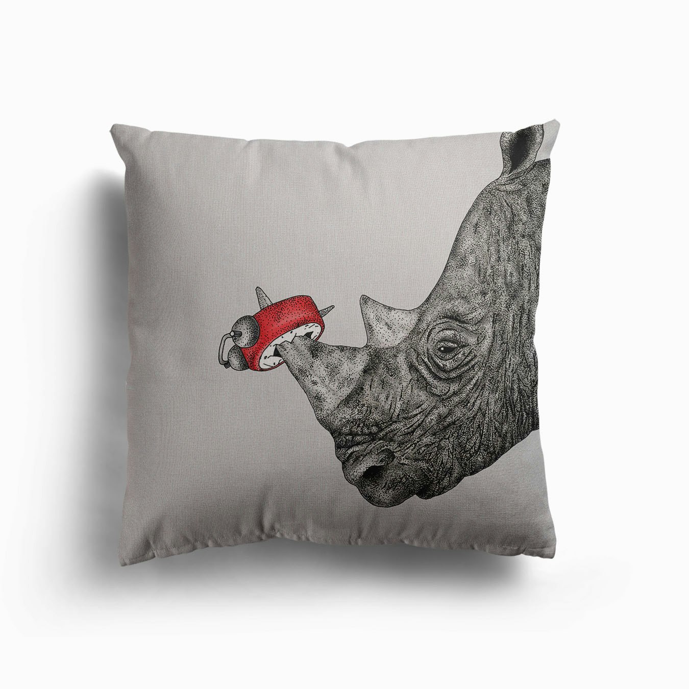 Tired Rhino Canvas Cushion by Martina Scott Fy